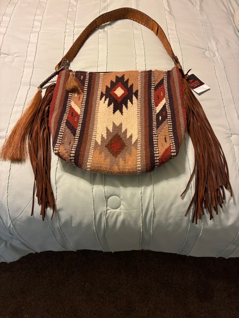 Southwestern Fringe Shoulder Bag/Tote in Brown & Tan